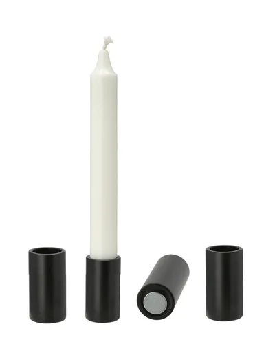 Spetebo Magnet Stabkerzen Halter 4er Set je 7,5 cm - schwarz/mittel - Metall Tafelkerzen Ständer magnetisch - Deko Festtags Stab Tafel Kerzen Advents Leuchter