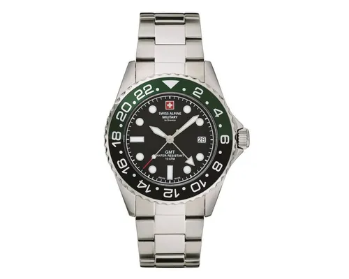 Swiss Alpine Military Herrenuhr 7052.1138SAM - Armbanduhr für Herren, sportlich mit Datumsanzeige und 100 m Wasserdichtigkeit, edles Edelstahl-Gehäuse und Gliederband in Silber, ideal für jedes Abenteuer.