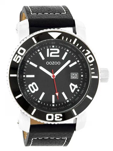 Oozoo Herrenuhr C2594 - Elegante Lederuhr mit Datum - Armbanduhren für Herren, stilvolles Design mit schwarzem Lederarmband und praktischer Datumsanzeige. Perfekt für jede Gelegenheit!