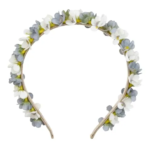 Blumen Haarreif Elfe - Weiß/Grau - Kopfschmuck Haarschmuck Hochzeit Oktoberfest Dirndl Blumenmädchen Kirchweih