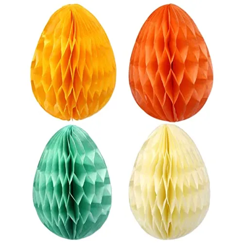 Papierdrachen 12 Ostereier aus Seidenpapier zum Aufhängen und Dekorieren - Größe 7 cm inkl Band - ideale Osterdekoration für Sträucher und Äste - wiederverwendbar - Pastell