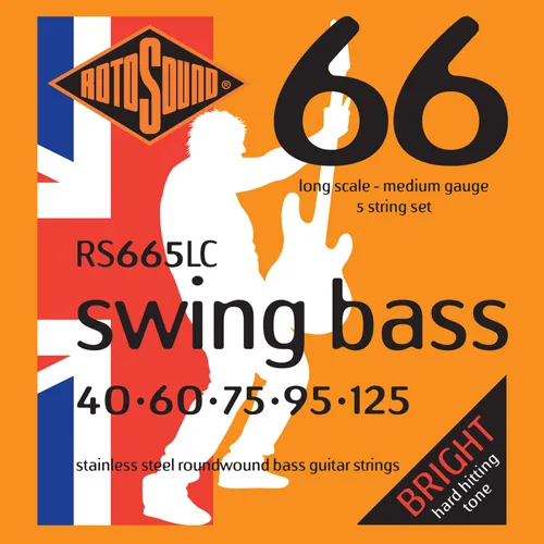 Rotosound Edelstahlsaiten für E-Bass - Runddraht, Stärke: medium (40 60 75 95 125), legendärer britischer Klang und hohe Lebensdauer