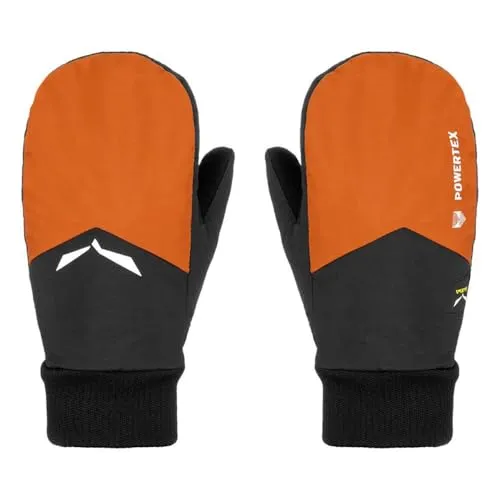 Salewa Kids Powertex/Twr Mitten - Schwarz, 128 - Outdoor Fäustlinge für Kinder, ideal für Bergsteigen & Hochtouren, wasserdichtes Powertex-Material und hervorragende Isolation sorgen für warme, trockene Hände bei jedem Wetter.