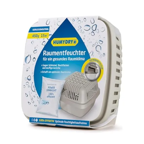 Humydry Luftentfeuchter Smart 450g neutral - Beseitigt zu hohe Feuchtigkeit -Sorgt für ein optimales Raumklima - Verhindert die Entstehung von Kondensation, Schimmel und modrige Gerüche