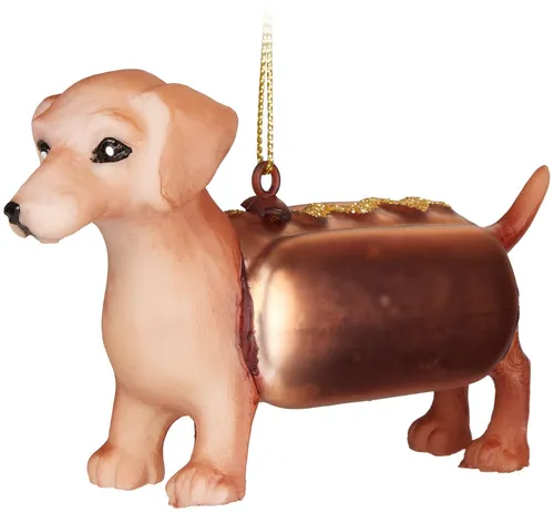 BRUBAKER Christbaumschmuck Dackel als Hot Dog Braun
