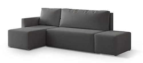 Masseno Ecksofa VELOTTI Q L-S mit Schlaffunktion L-Form, Modern Sofa mit Bettkasten, Wohnzimmersofa, Couch, Soffa, Bettsofa, Couchgarnitur - Grau, Quelle 92