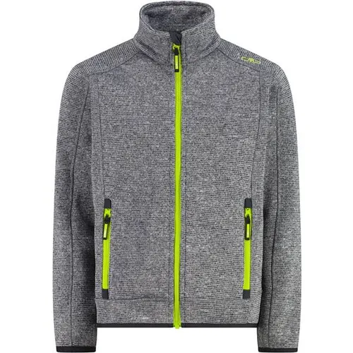 CMP Boy's Jacket Jacquard Knitted - Warme Fleecejacke in Grau, Gr. 152 - Wanderjacken für Kinder, bietet hohen Tragekomfort und Wärme dank 100% Polyester, ideal für Outdoor-Aktivitäten wie Wandern und Ski.