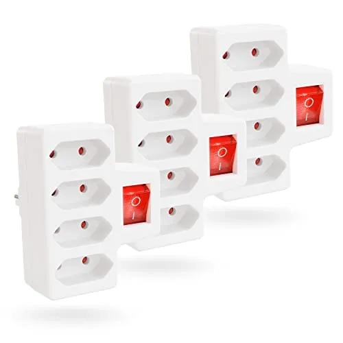 greate 3X 4fach Steckdose für Eurostecker mit Schalter bis zu 2300W