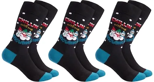BRUBAKER 3 Paar Weihnachtssocken für Damen und Herren - Chillin with my Snowmies - Baumwolle Socken Weihnachten - Größe 41-45