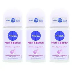 NIVEA Pearl & Beauty Deo Roll On Antitranspirant je 50 ml Blumig 3 x