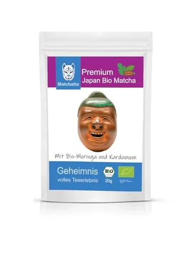 Matchatto | Matcha Tee Pulver 20g | Original grüner Tee aus Japan | viele Sorten für mehr Abwechslung | einfach zu mixen, vegan & natürlich | ideal für Matcha Latte (Moringa & Kardamom)