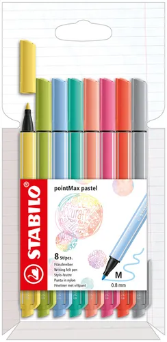 STABILO Fasermaler pointMax 8er Karton-Etui Pastell