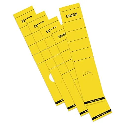Original Falken 10er Pack Ordner-Rückenschild. Made in Germany. Etiketten 60 x 290 mm selbstklebend für 8 cm breite Ordner gelb