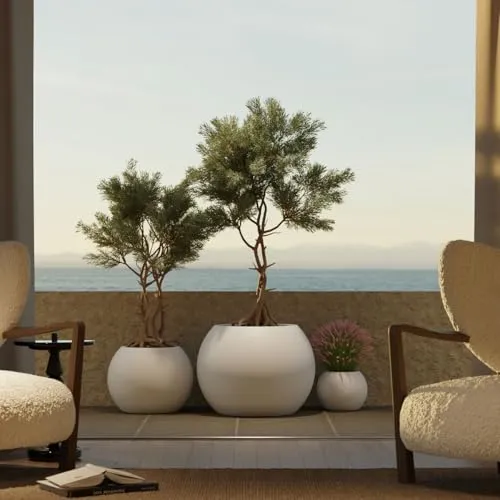 newgarden Runder Blumentopf Dahlie - Robuster Blumentopf aus Polyethylen, ideal für Außenbereiche. Erhältlich in drei Größen mit Wasserabflussreserve für gesunde Pflanzen.