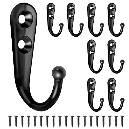 Kyrio Wandgarderobenhaken mit Schrauben, Kleiderhaken, Tassenhaken, Kleiderbügel, rustikale Haken für Tasche, Hut, Schlüssel, Rucksack, Tür, Schlafzimmer, Halter, Aufhänger (schwarz)