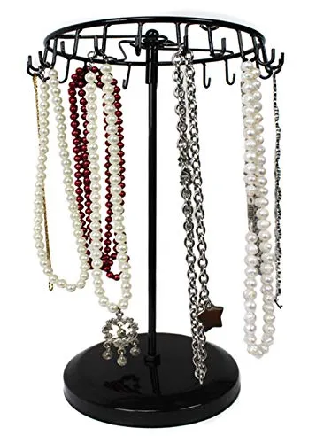 Yudu Tischständer Verkaufsständer Schmuckständer mit 23 Haken drehbar Metall (schwarz)