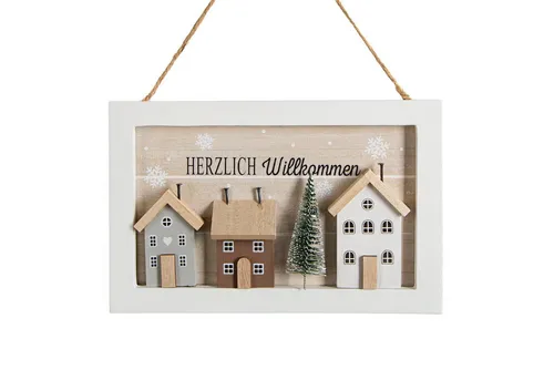 Logbuch-Verlag Dekofigur Herzlich Willkommen Türschild Weihnachten aus Holz 23,5 cm