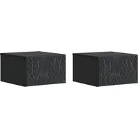 vidaXL Wandmontierter Nachttisch 2er Set Schwarz 49 x 34,5 x 20 cm