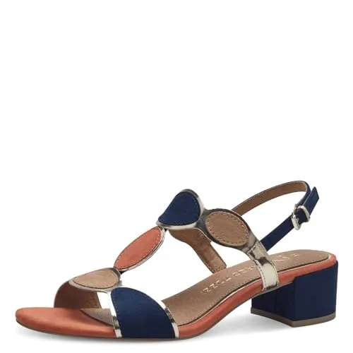 MARCO TOZZI Damen Sandalen mit Absatz - Vegan und Bequem - Wanderschuhe mit softig weicher Feel me Sohle für optimalen Tragekomfort. Vegane Materialien und stilvoller Blockabsatz garantieren elegante Auftritte mit maximalem Komfort.