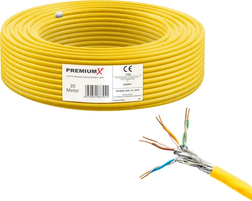 Premium X 20m CAT 7A Netzwerkkabel - Ethernet-Kabel für hochgeschwindigkeits Netzwerke, ideal für professionelle Anwendungen mit geringer Störanfälligkeit dank doppelter Schirmung und PoE Unterstützung.