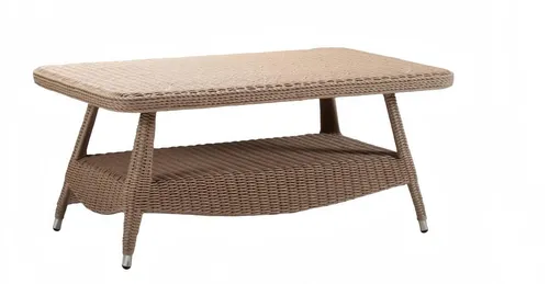 Eleganter Rattan Couchtisch Braun für Terrasse und Balkon - Moderner Couchtisch aus hochwertigem Rattan, ideal für entspannte Stunden im Freien. Maße: 145 x 85 x 65 cm, mit 2 Jahren Herstellergarantie.