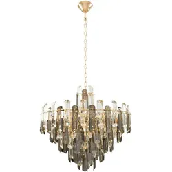 Maytoni Pendelleuchte in Gold - Kürzbar und Elegante Innenbeleuchtung - Hängelampe aus Metall und Glas, beliebig kürzbar und ideal für stilvolle Wohnräume. Maße: 60.8x55.3x60.8 cm.