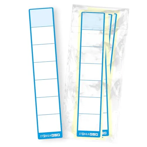 itenga 50x Ordneretiketten SCHMAL Ordnerrückenschild für schmale Ordner I Aufkleber für Ordnerrücken selbstklebend aus Haftpapier 3,6x19cm (blau)
