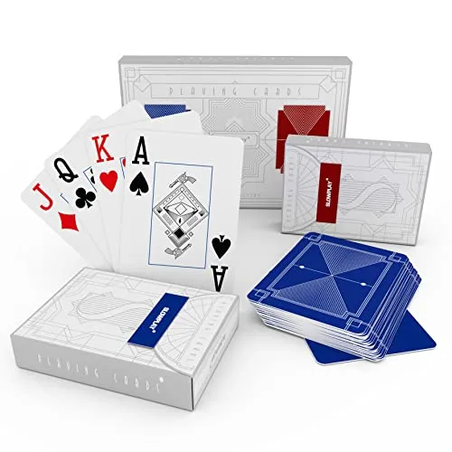SLOWPLAY Spielkarten aus 100% Kunststoff, Pokerkarten aus Plastik im Doppelpack, plastikkarten mit Jumbo-Index, überlegene Haltbarkeit und wasserfeste, Premium Spielkarten für Texas Holdem Poker