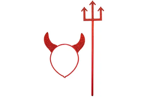 Widmann S.r.l. Hexen-Kostüm Kostümset 'Teufel' 2-tlg., Hörner und Dreizack