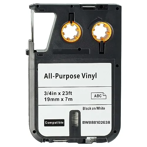vhbw Schriftband-Kassette kompatibel mit Dymo XTL 500 Series, 300 Series Etiketten-Drucker 7m x 19mm Schwarz auf Weiß, Vinyl