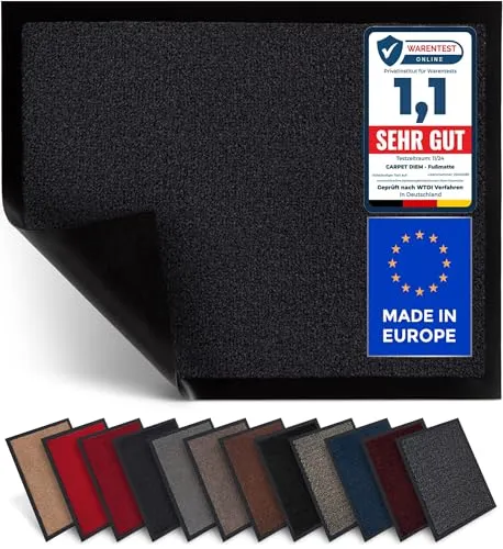 Carpet Diem Fußmatte, einfach sauber I Schmutzfangmatte Eingangsbereich - Fussmatte Innen & Außen, rutschfeste Türmatte, Schmutzfang Teppich für Haustür I Fußabtreter in Anthrazit 40x60 cm