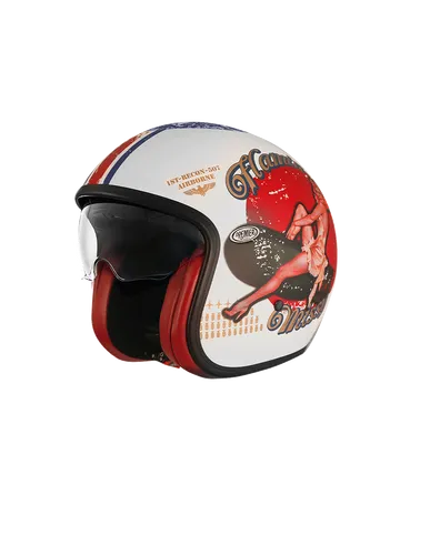 Premier Offener Helm Vintage PIN UP8 BM XL - Motorradhelm mit herausnehmbarer, waschbarer Innenausstattung und atmungsaktiver Nackenrolle, ideal für stilbewusste Biker.