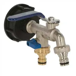 Anschlusshahn für IBC-Container - mit Kunststoffadapter - Anschluss 1/2