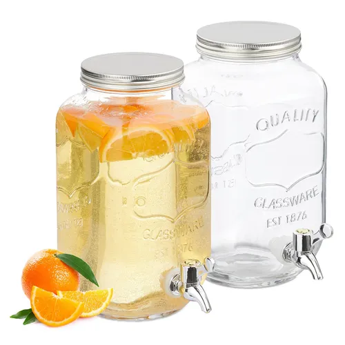 Getränkespender 3,5 l - 2er Set - Krüge & Kannen, dekorativ und einfach zu füllen, ideal für Partys oder Veranstaltungen, spülmaschinenfest und im Vintage-Stil.