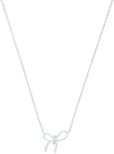 Amor Kette mit Anhänger aus 925 Sterling Silber - Elegante Damen Kette mit Schleife aus 925 Sterling Silber, verziert mit Zirkonia, verstellbar von 42 bis 45 cm. Ideal als Geschenk in einer Schmuck Geschenk Box.