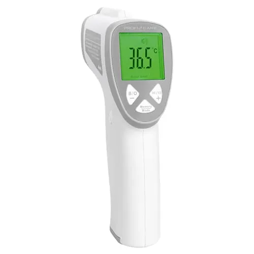 ProfiCare PC-FT 3094 Fieberthermometer kontaktlos, Stirnthermometer, Infrarot -Thermometer, für Babys, Kinder und Erwachsene mit 3-Farben LCD-Fieberampel inkl. Fieberalarm, hoher Messbereich, weiß