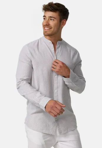 Indicode Langarmhemd Herren INCari - Elegantes Herrenhemd mit kurzem Stehkragen und stilvollem Streifenmuster. Hergestellt aus 100% Baumwolle für hohen Tragekomfort, ideal für moderne Outfits. Perfekt für jeden Anlass.