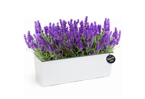 KONZEPT Balkonkasten Hochwertige Blumenkasten Rattan-Optikin, rechteckig 56 x 19 cm, Balkonkasten ideal fur Balkon, Terrasse, Fensterbank