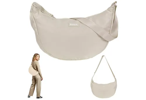 Bench. Handtasche Crossbag Moon Bag Form Slingbag Schultertasche, Damentasche Damen Freizeittasche Sichel Mond Form 64216 + Etui