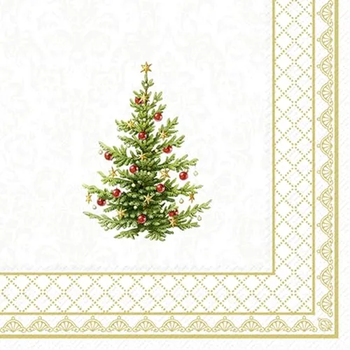IHR - C 1055509 - Cocktail Papierservietten, Weihnachten, Weihnachtsbaum, gold, 20 Stück, 25cm x 25cm, 3 lagig
