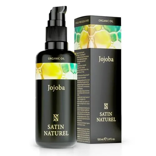 Satin Naturel Bio Jojobaöl 100ml – 100% rein & kaltgepresst - Haaröl für Haut, Haare & Nägel mit Anti-Aging-Effekt und feuchtigkeitsspendenden Eigenschaften, ideal für unreine Haut und vielseitig einsetzbar.