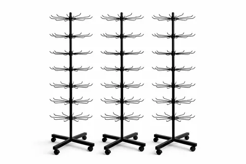 BAYLI Schmuckständer 3er Set - Drehbarer Verkaufsständer 155cm - Praktisches 3er Set drehbarer Schmuckständer in 155cm Höhe, ideal für den Einzelhandel. Mit Rollen für einfache Mobilität und flexibles Präsentieren von Schmuckstücken.