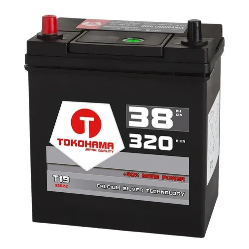 Autobatterie 12V 38Ah 320A/EN Dünnpol Japan Asia + Pluspol links Batterie 53522