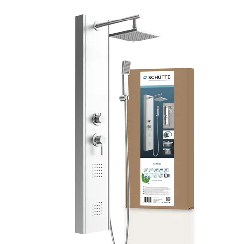Tahiti Edelstahl Duschpaneel mit Regendusche - Duscharmaturen: Hochwertiges Edelstahl-Duschpaneel für ein luxuriöses Duscherlebnis mit Regendusche und vielseitigen Funktionen.