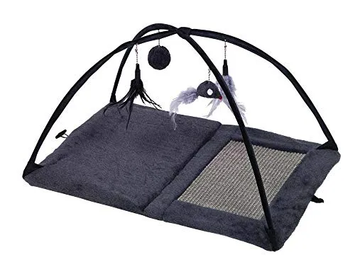 Nobby Katzenspielplatz Arch 60 x 40 x 33 cm - zusammenfaltbar, mit elastischen Bügeln und 4 hängenden Spielzeugen, ideal für verspielte Katzen