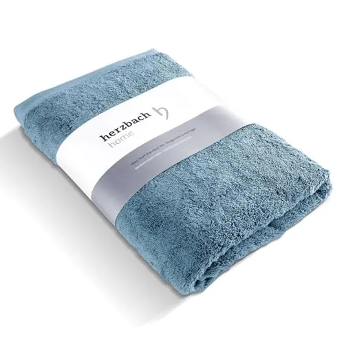 herzbach home Premium Saunatuch 80 x 200 cm (Graublau) – Großes, weiches & saugstarkes Saunahandtuch in Bester Qualität – 100% natürliche Baumwolle