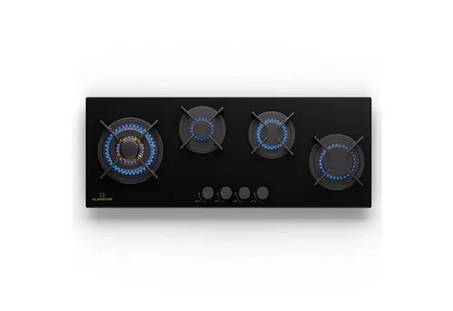 Klarstein Gaskocher 4 Flammig - Effizient und Sicher Kochen - Kochfelder für Innenbereich & Wohnmobil, 8600W Leistung mit sicherer Snapjet-Zündung und einfachem Drehknopf für präzise Gas-Einstellung.