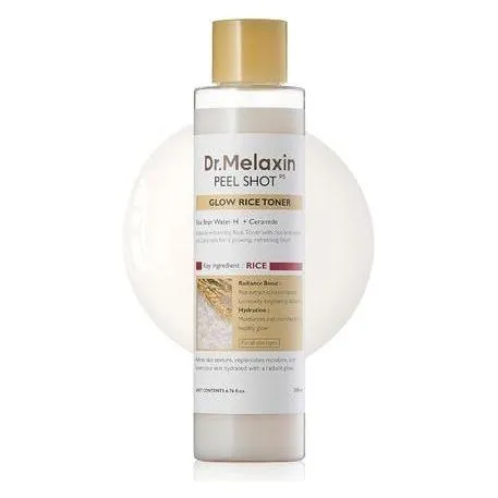 Dr.Melaxin Toner Peel Shot Glow White Rice Toner 200ml – aufhellendes Gesichtswasser - Dr.Melaxin Peel Shot Glow White Rice Toner 200ml – für einen ebenmäßigen Teint und intensive Feuchtigkeit. Ideal für die tägliche Pflege aller Hauttypen, zieht schnell ein und bereitet die Haut optimal auf weitere Produkte vor.