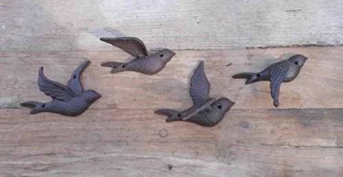Deko-Impression Wunderschöne Wanddeko Wandobjekt 4 Schwalben fliegend Gusseisen braun