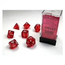 Chessex Würfel - Translucent Red/white (7-Würfelset) 292442